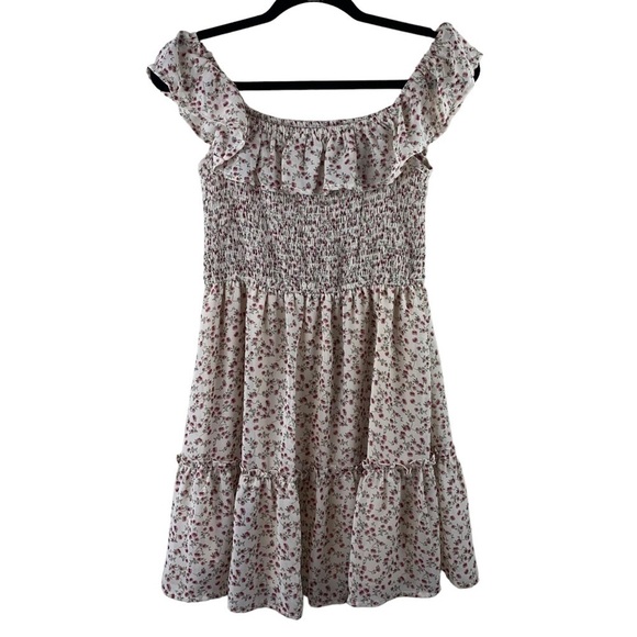 LuLu’s Cottage-core Mini Dress Prairie Floral Print Smocked Bodice Tiered Dress - Picture 2 of 9